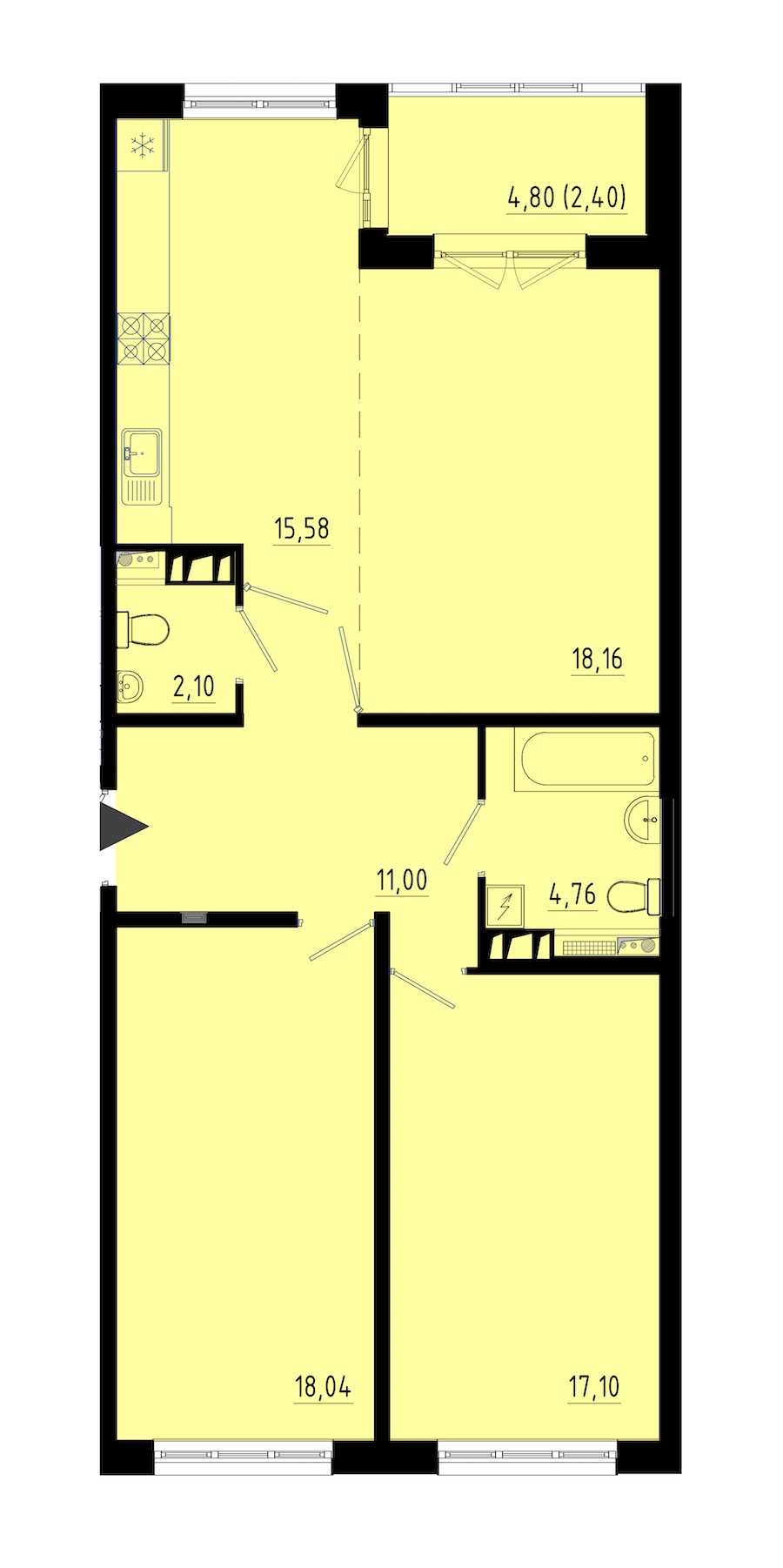 Двухкомнатная квартира в : площадь 86.7 м2 , этаж: 1 – купить в Санкт-Петербурге